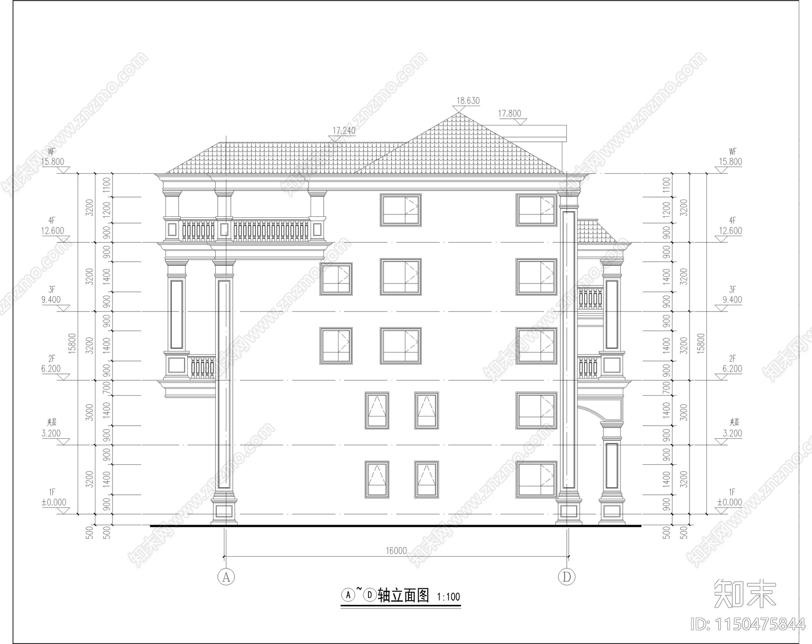 自建别墅建筑cad施工图下载【ID:1150475844】