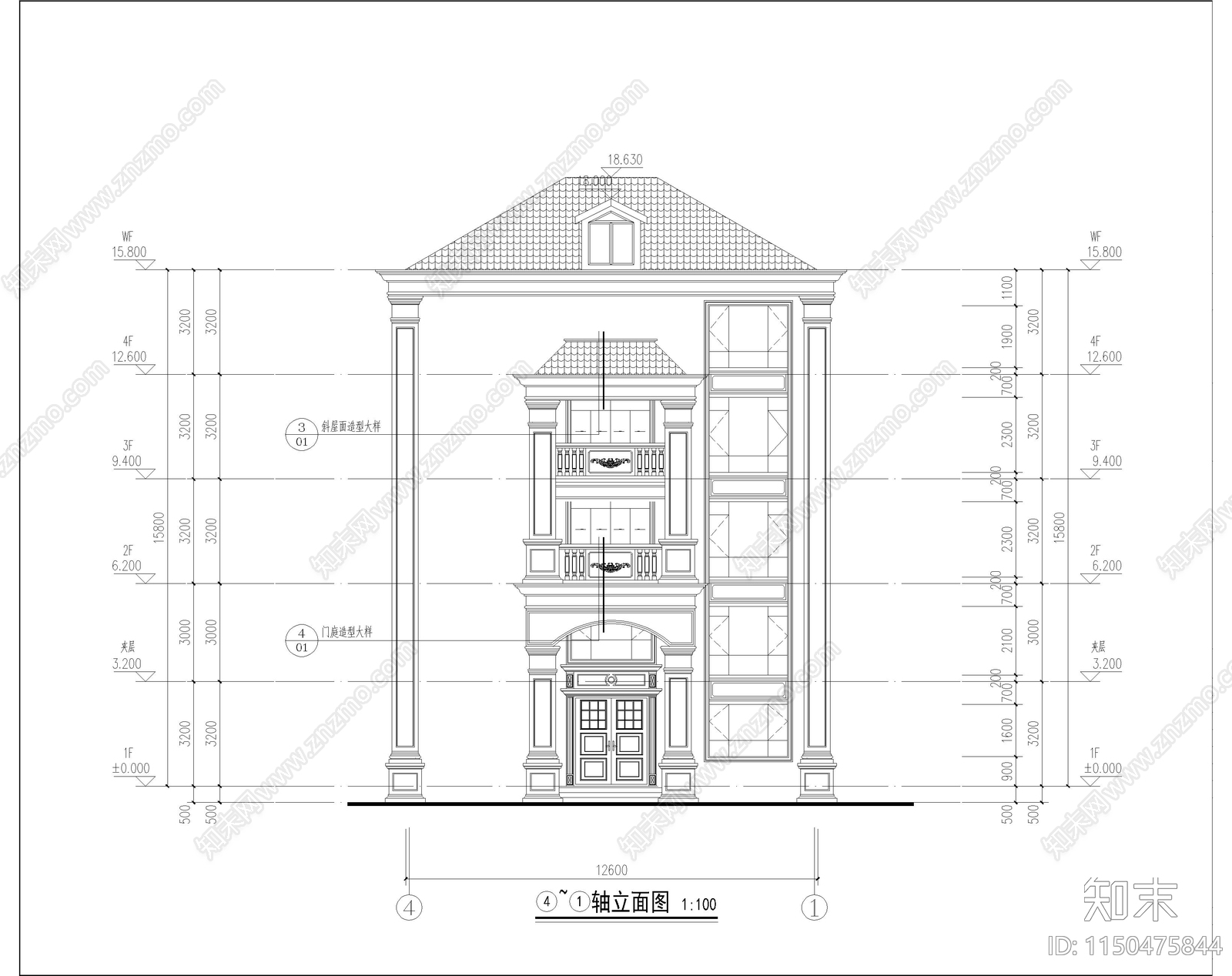 自建别墅建筑cad施工图下载【ID:1150475844】