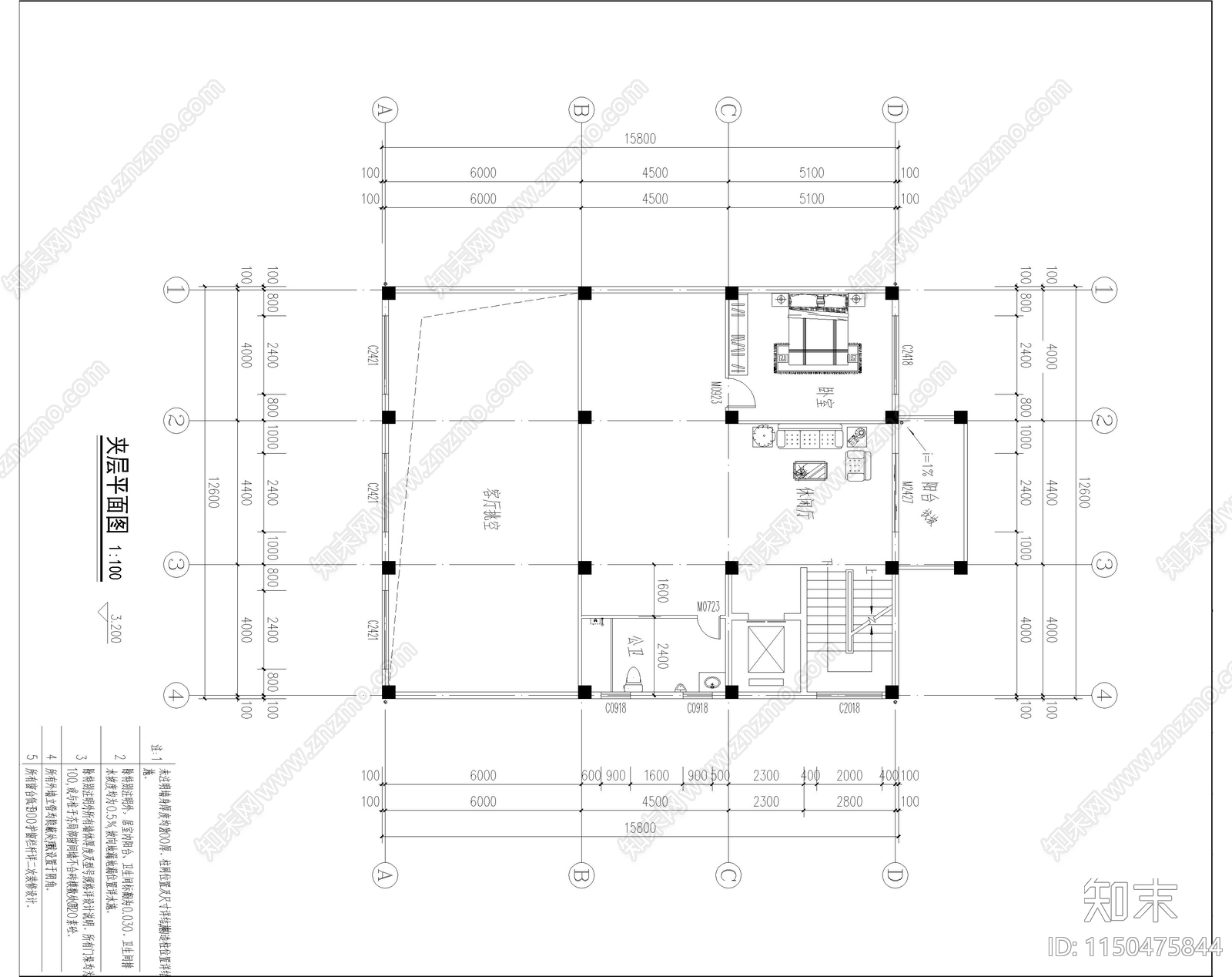 自建别墅建筑cad施工图下载【ID:1150475844】