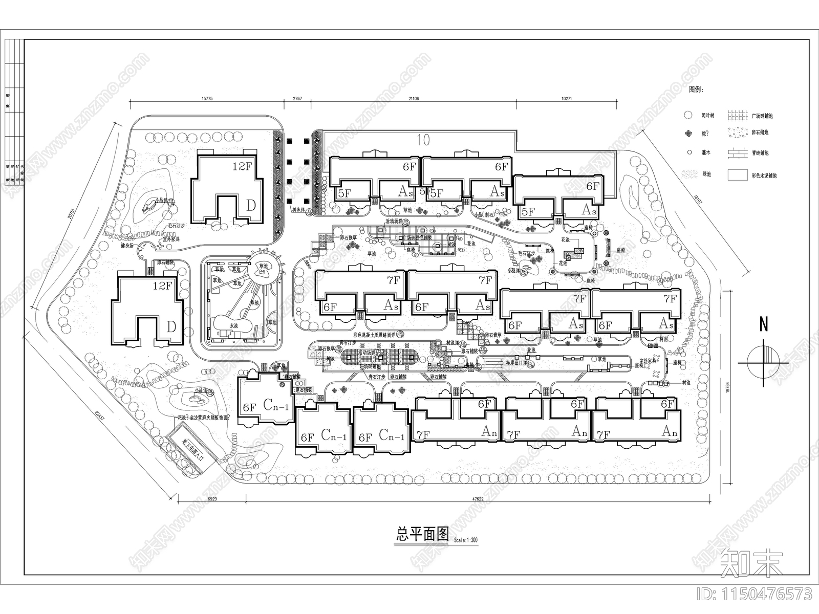小区规划设计总图cad施工图下载【ID:1150476573】