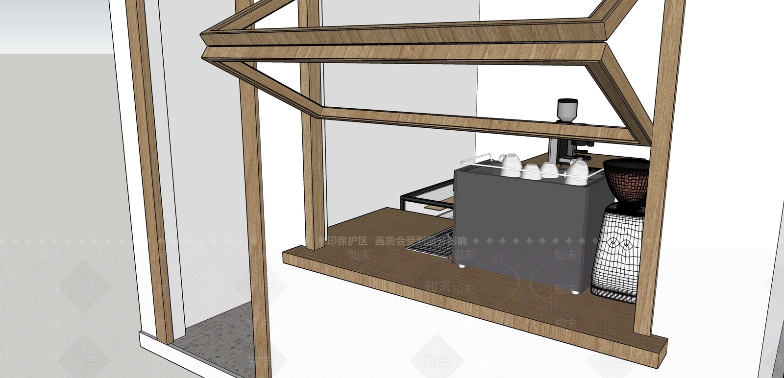 现代小型咖啡馆SU模型下载【ID:1150477711】