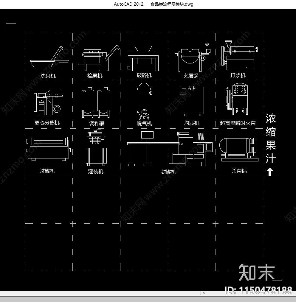 食品类流程图模块cad施工图下载【ID:1150478188】