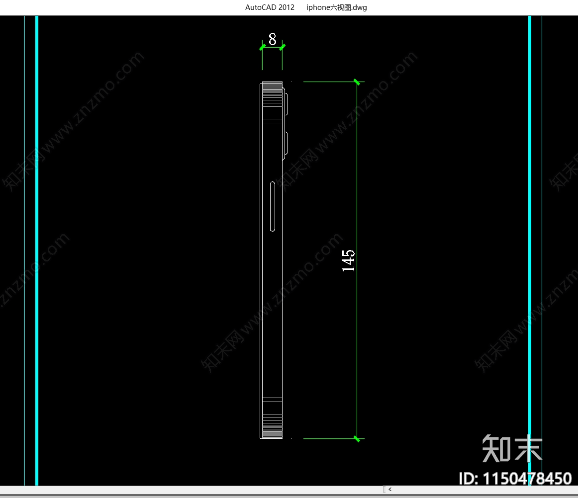 iphone手机六视图节点详图cad施工图下载【ID:1150478450】