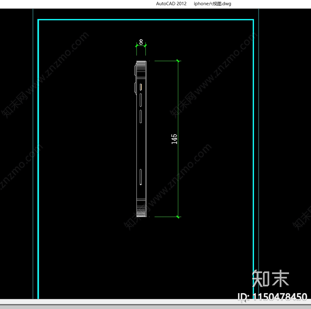 iphone手机六视图节点详图cad施工图下载【ID:1150478450】