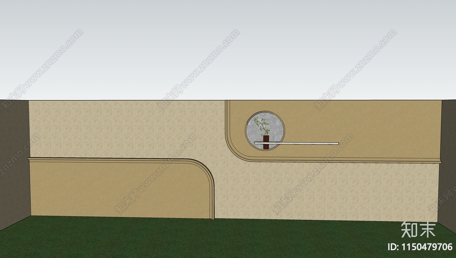 现代庭院景墙SU模型下载【ID:1150479706】