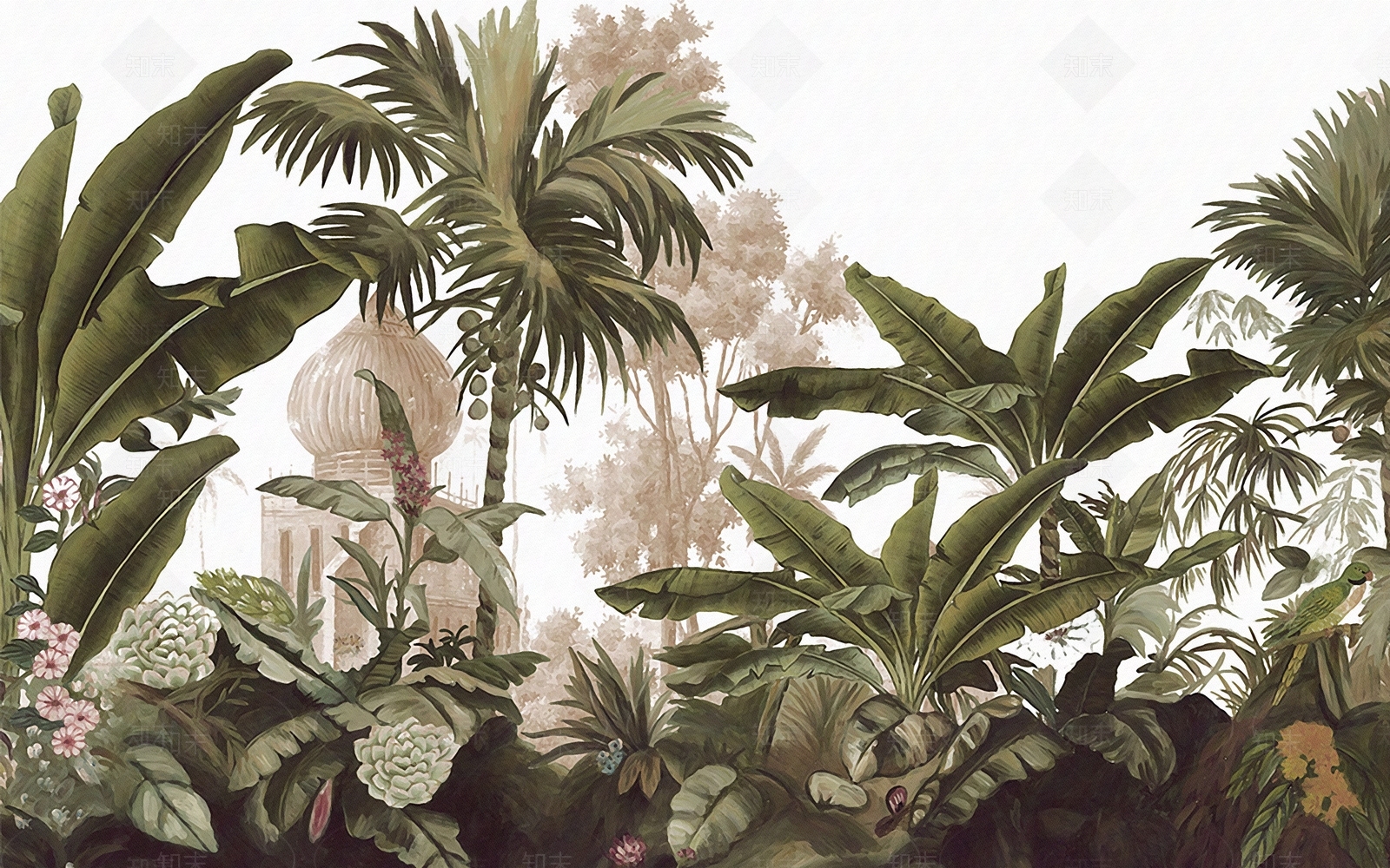 北欧绿植横幅壁纸壁画贴图下载【ID:1150482066】