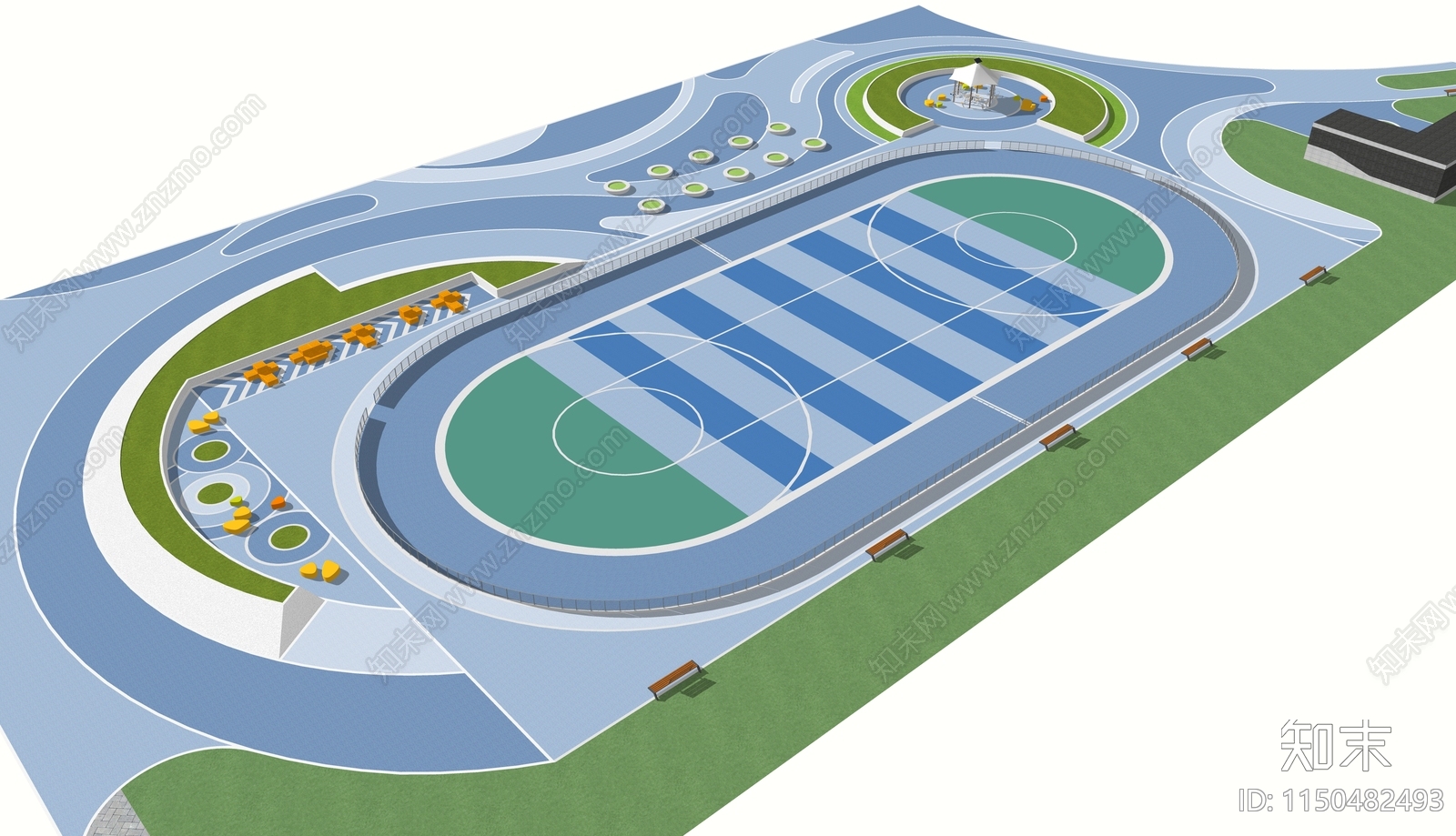 现代户外旱冰训练场地SU模型下载【ID:1150482493】