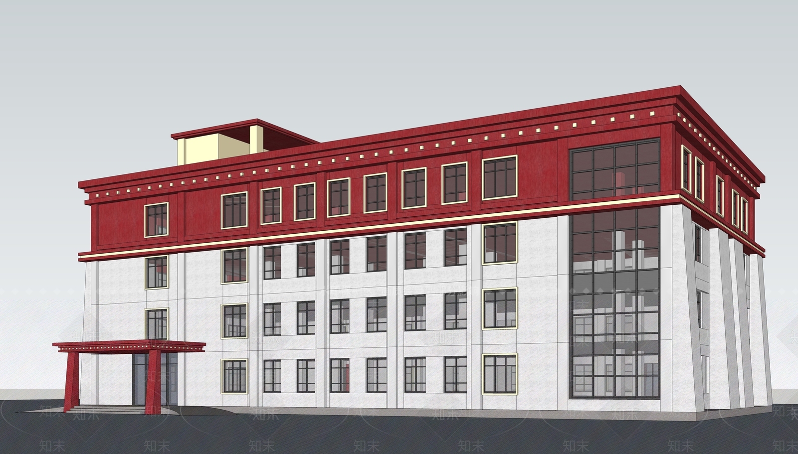 现代医院住院楼SU模型下载【ID:1150482941】
