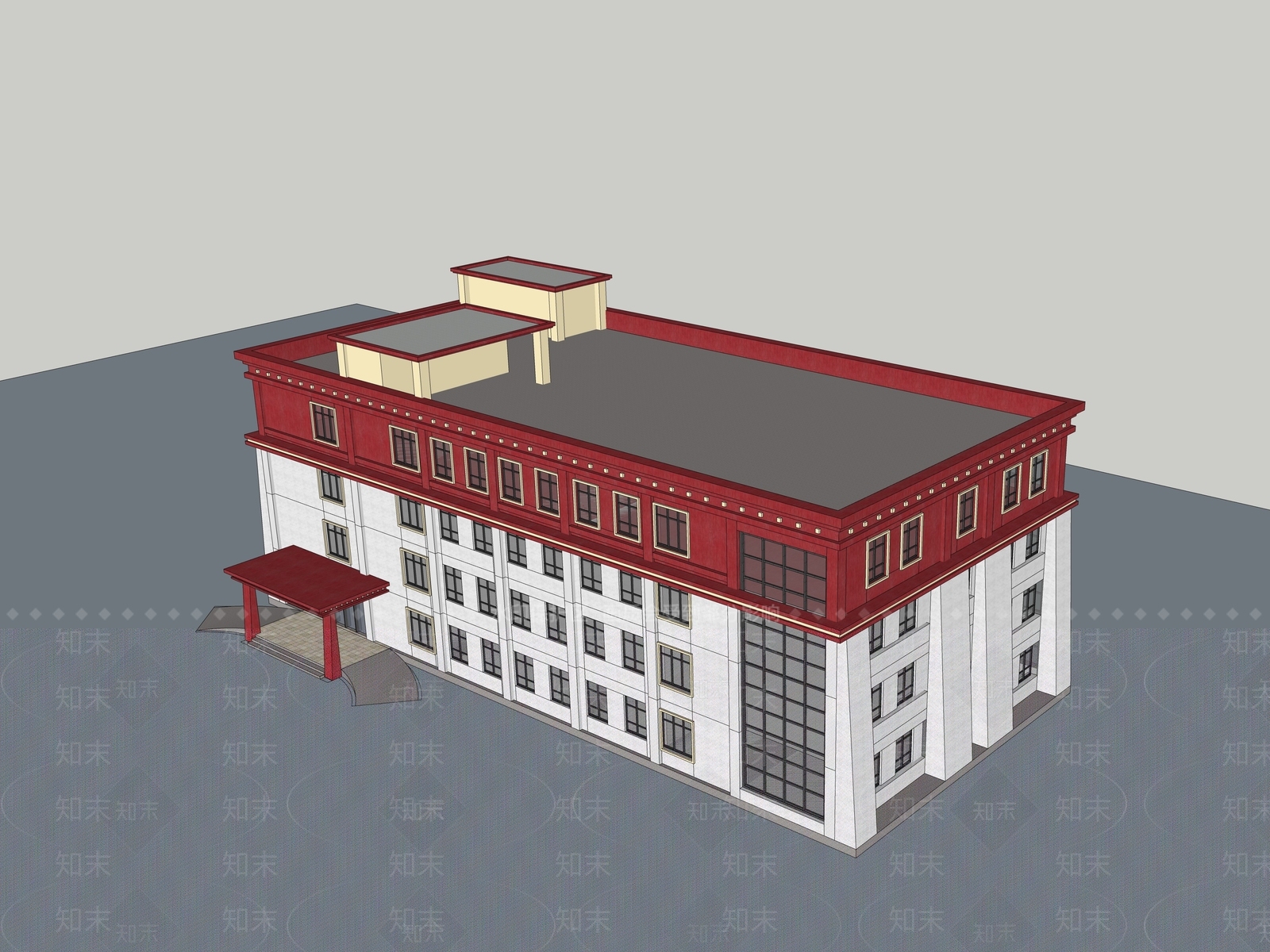 现代医院住院楼SU模型下载【ID:1150482941】