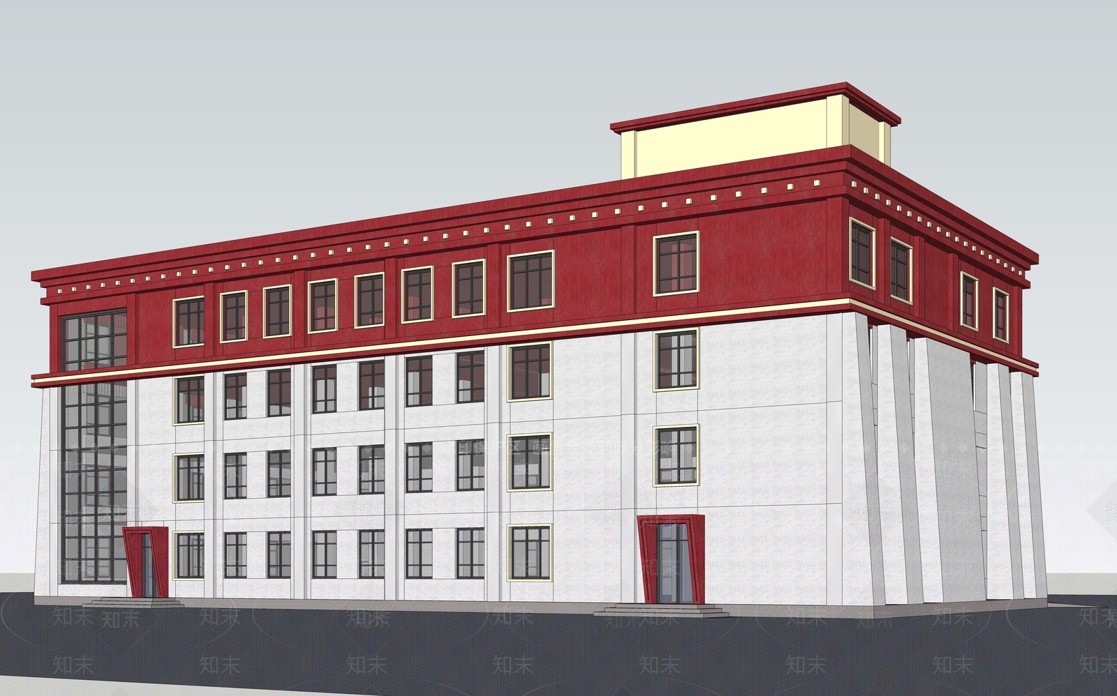 现代医院住院楼SU模型下载【ID:1150482941】