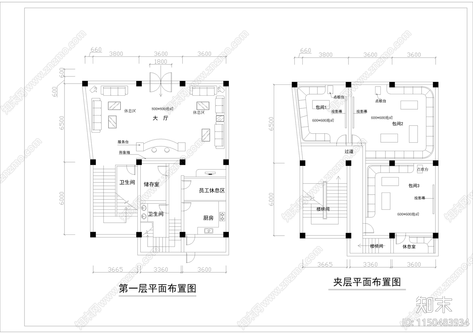 1040㎡酒吧室内cad施工图下载【ID:1150483934】