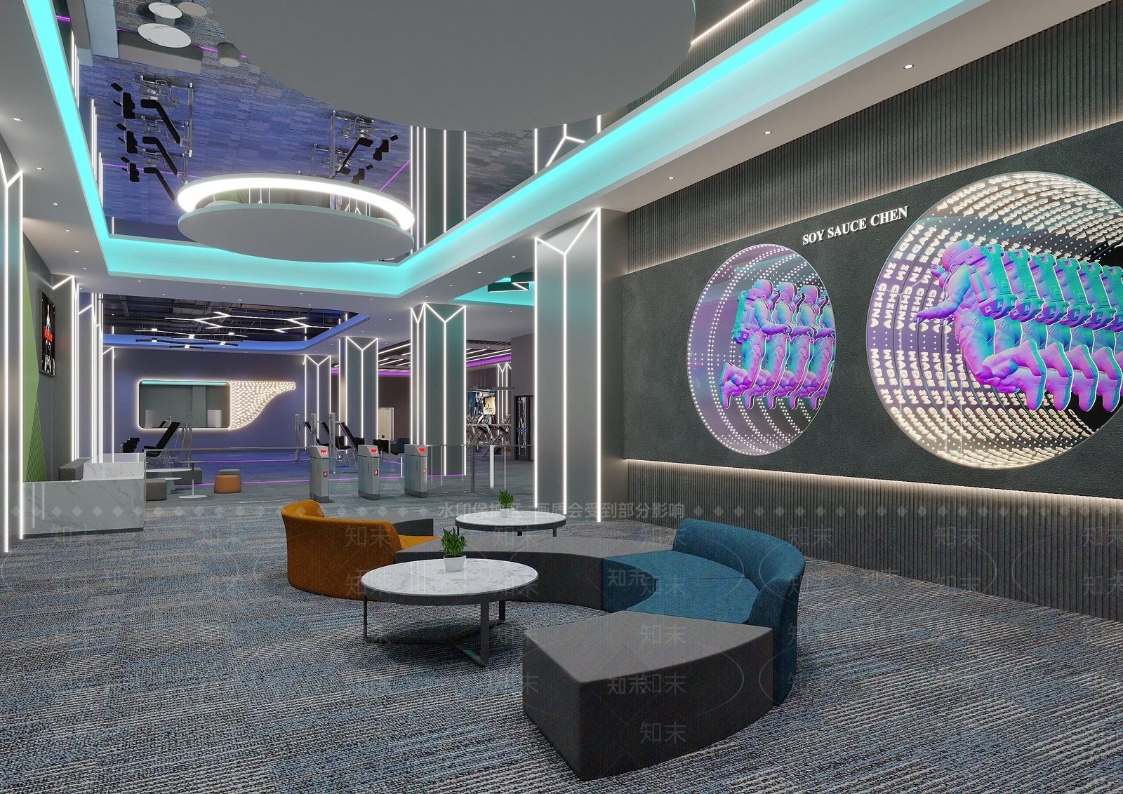 健身房前台深渊镜瑜伽馆3D模型下载【ID:1150484949】