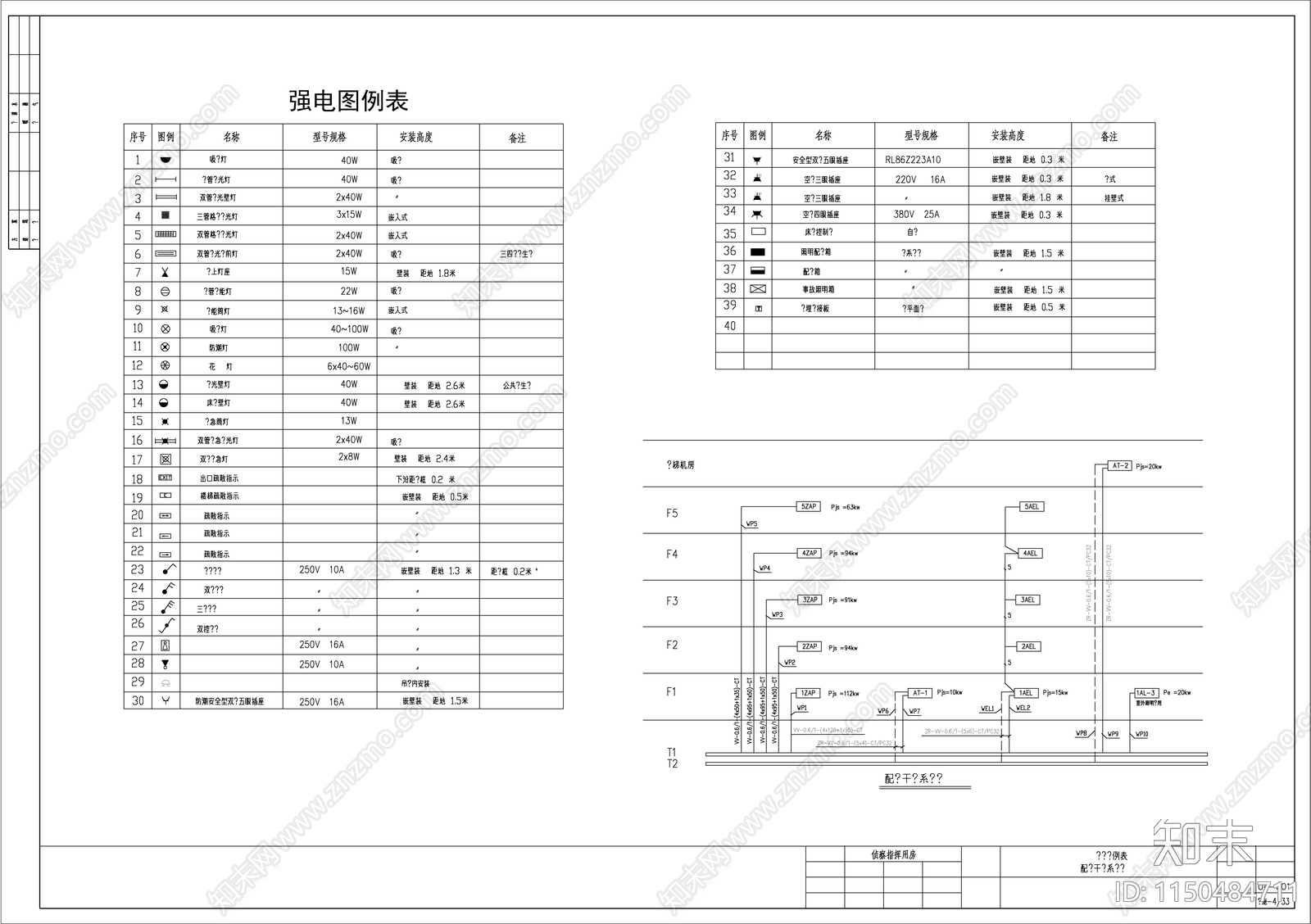 侦察指挥用房综合楼电气cad施工图下载【ID:1150484711】