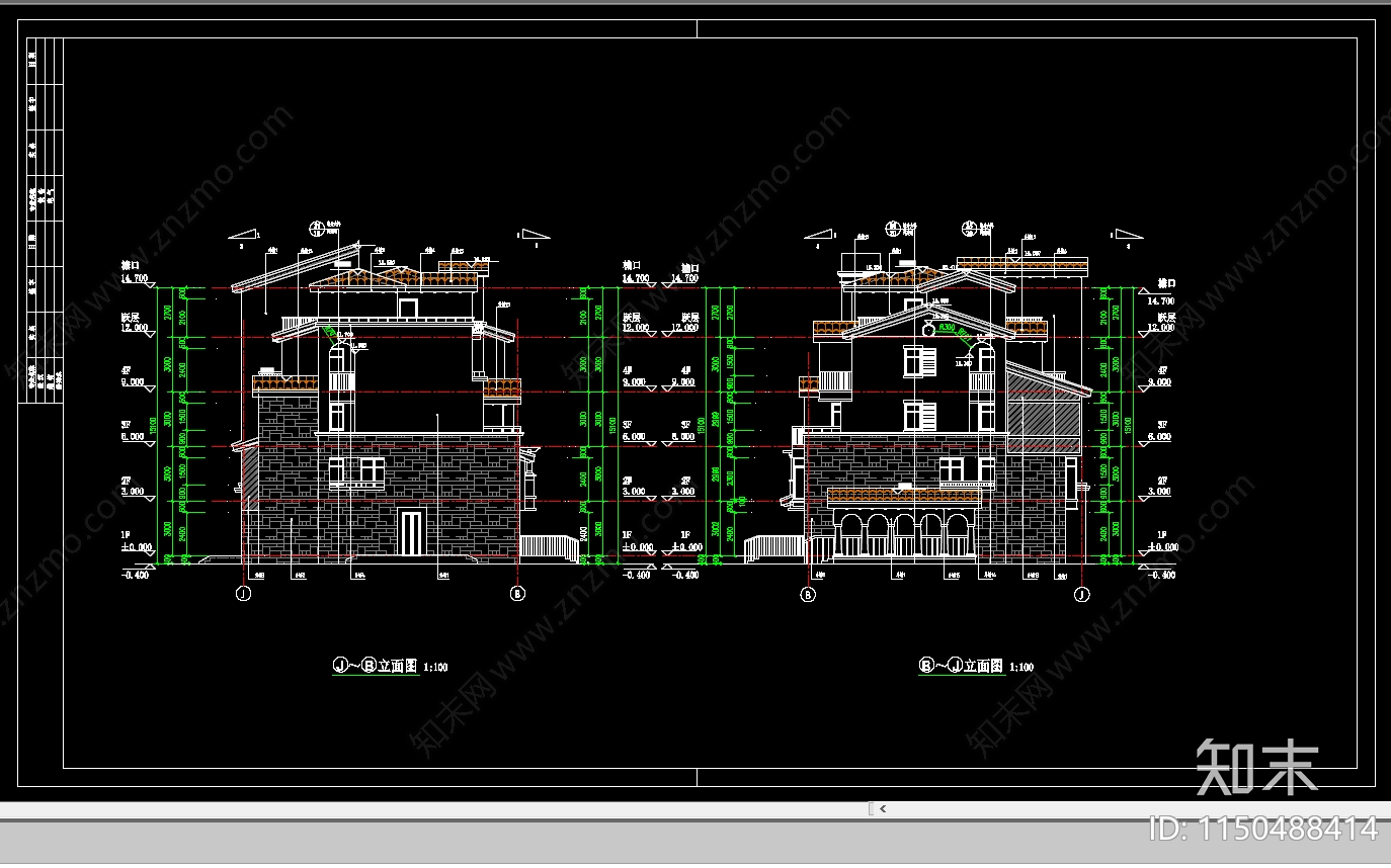 某别墅建筑cad施工图下载【ID:1150488414】