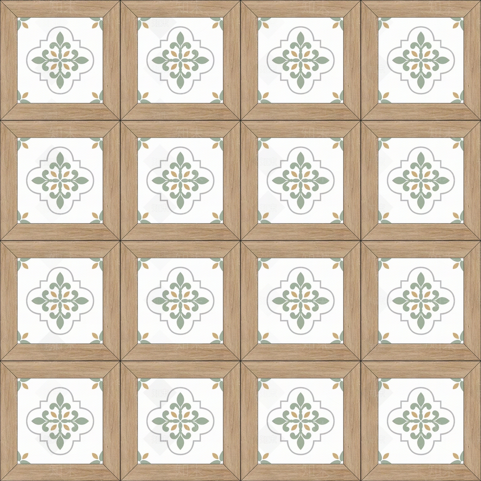 防木纹法式小清新复古拼花瓷砖贴图下载【ID:1150490183】