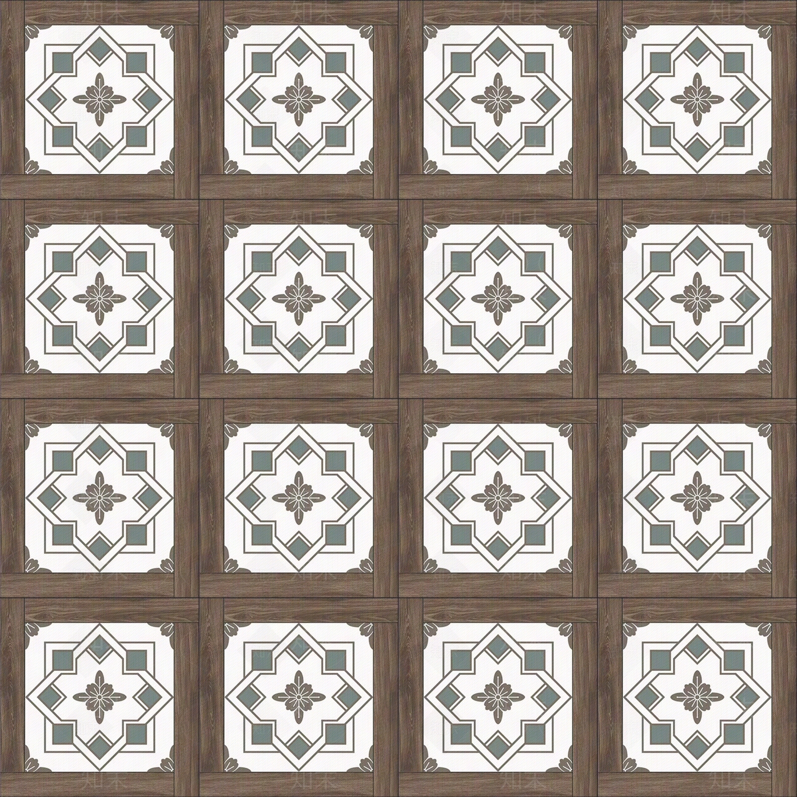 防木纹法式复古拼花瓷砖贴图下载【ID:1150490238】