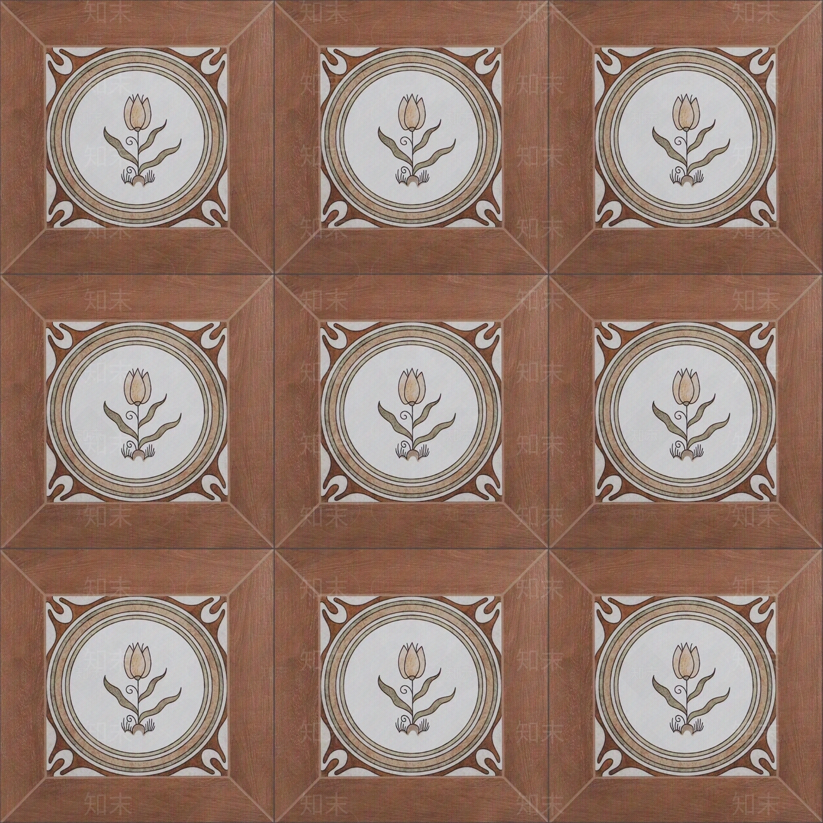 防木纹法式复古拼花瓷砖贴图下载【ID:1150490681】