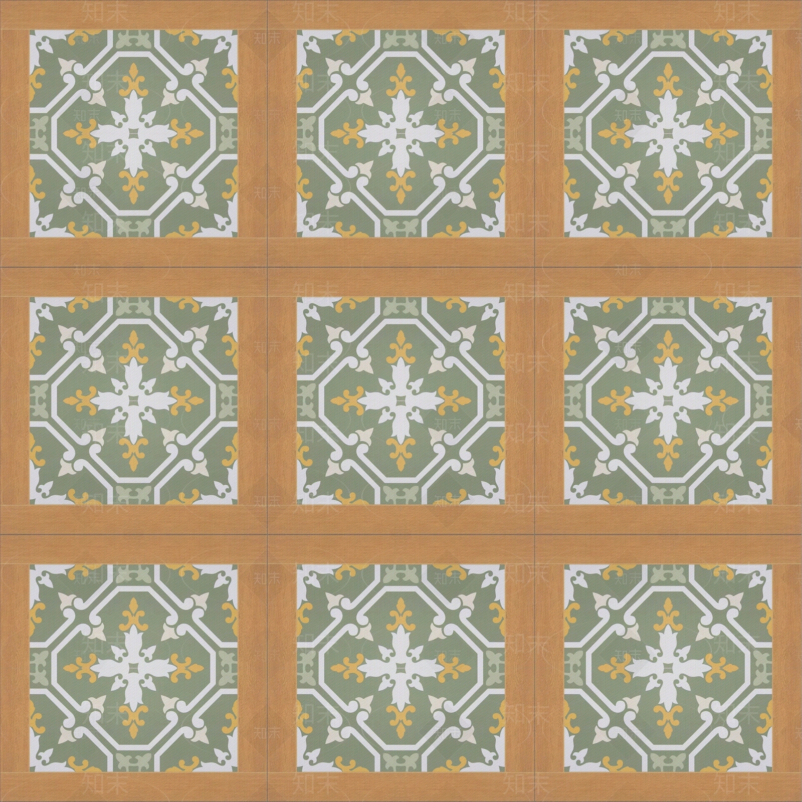 防木纹法式复古拼花瓷砖贴图下载【ID:1150490845】