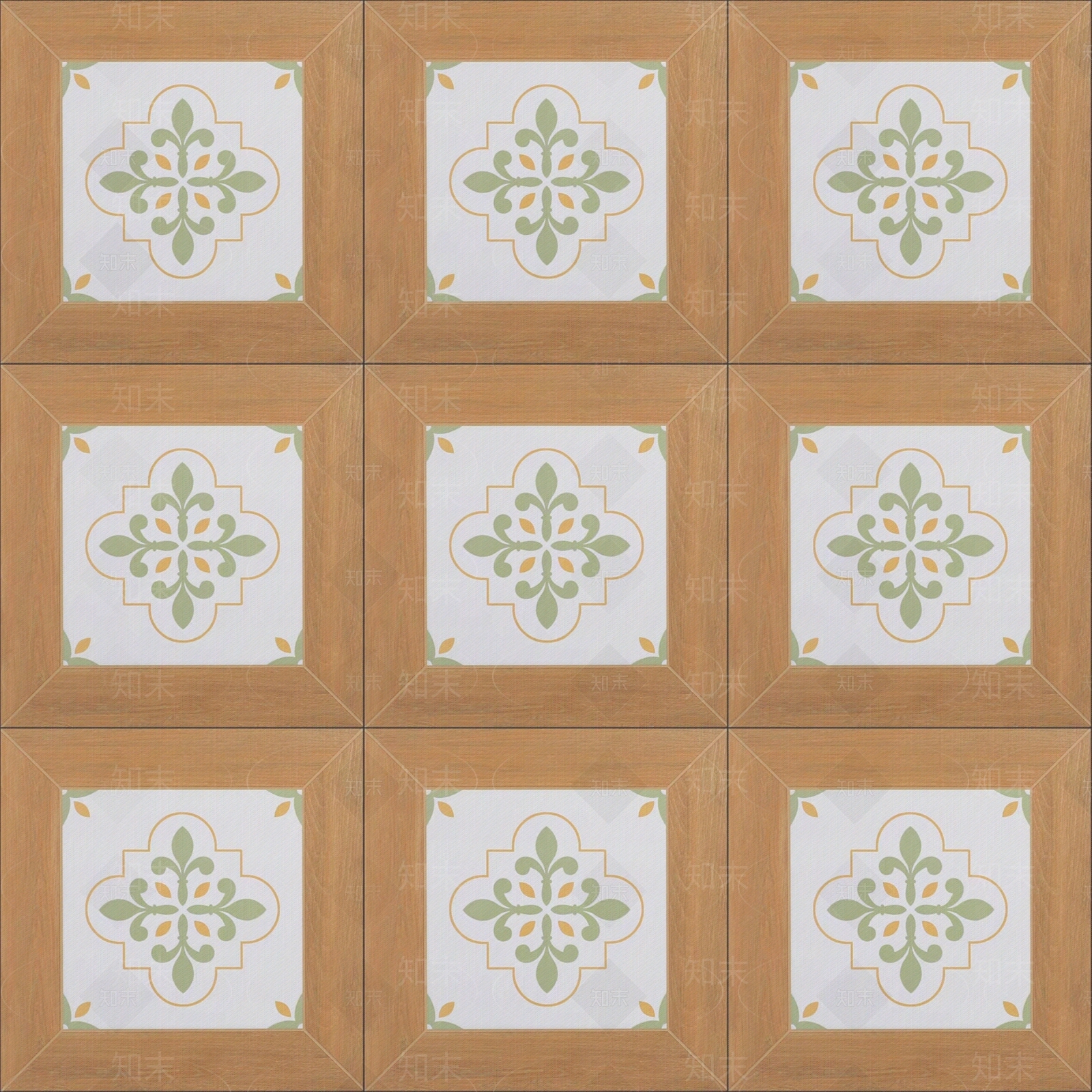 防木纹法式小清新复古拼花瓷砖贴图下载【ID:1150490980】