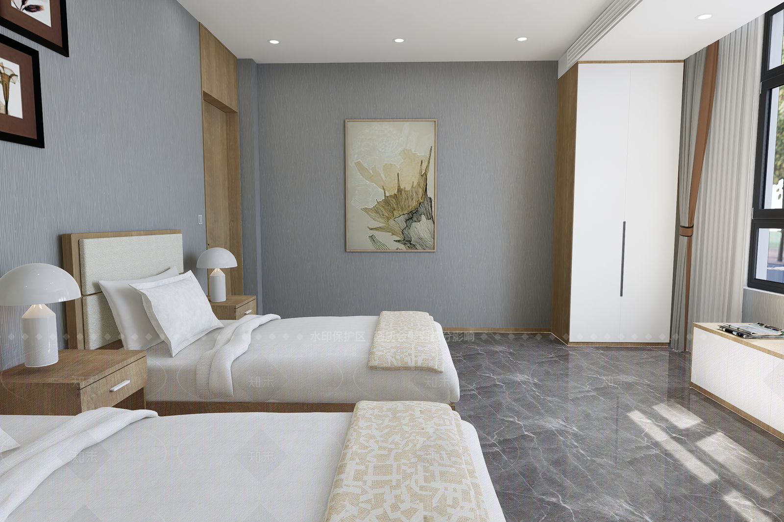 现代酒店客房SU模型下载【ID:1215962884】