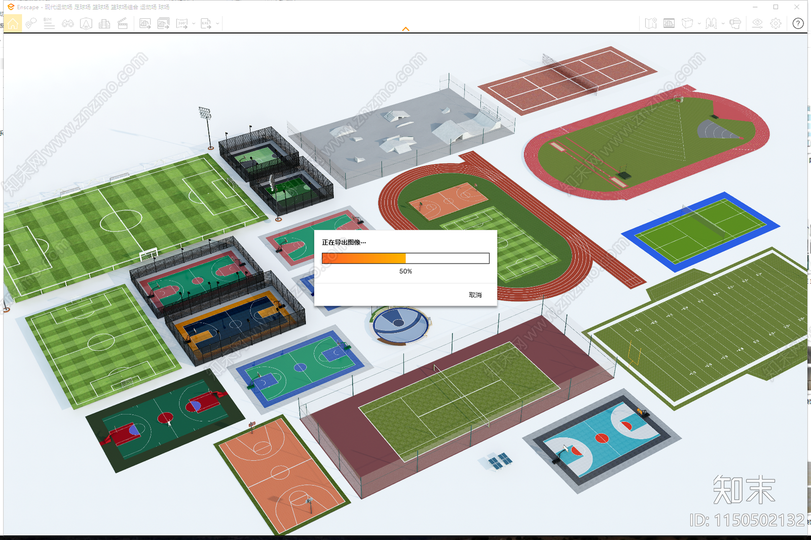 现代运动场SU模型下载【ID:1150502132】