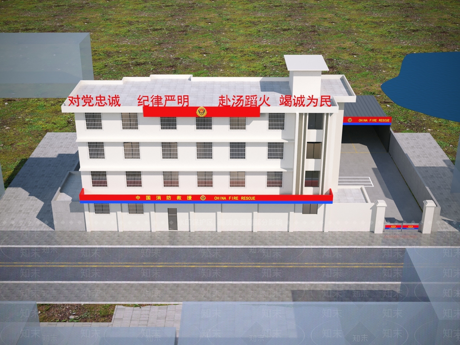 现代消防站3D模型下载【ID:1150502584】