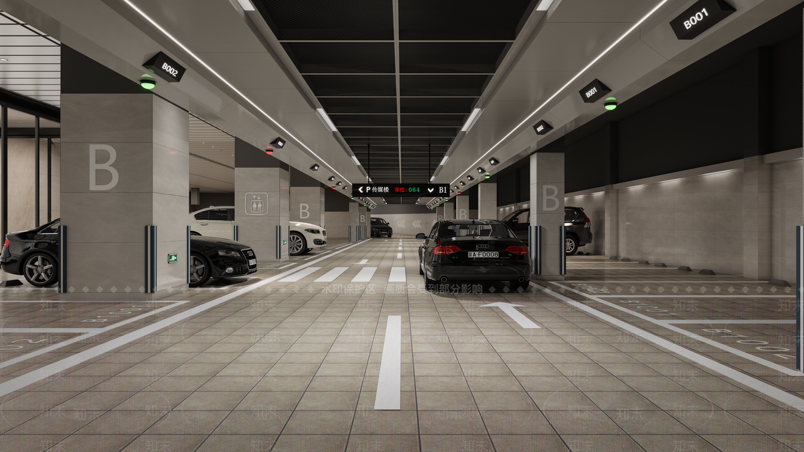 现代地下停车场地库3D模型下载【ID:1150502784】