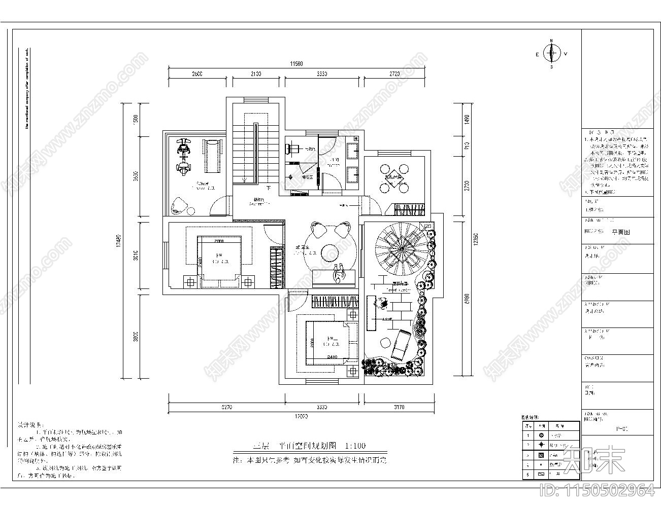 独栋别墅室内cad施工图下载【ID:1150502964】