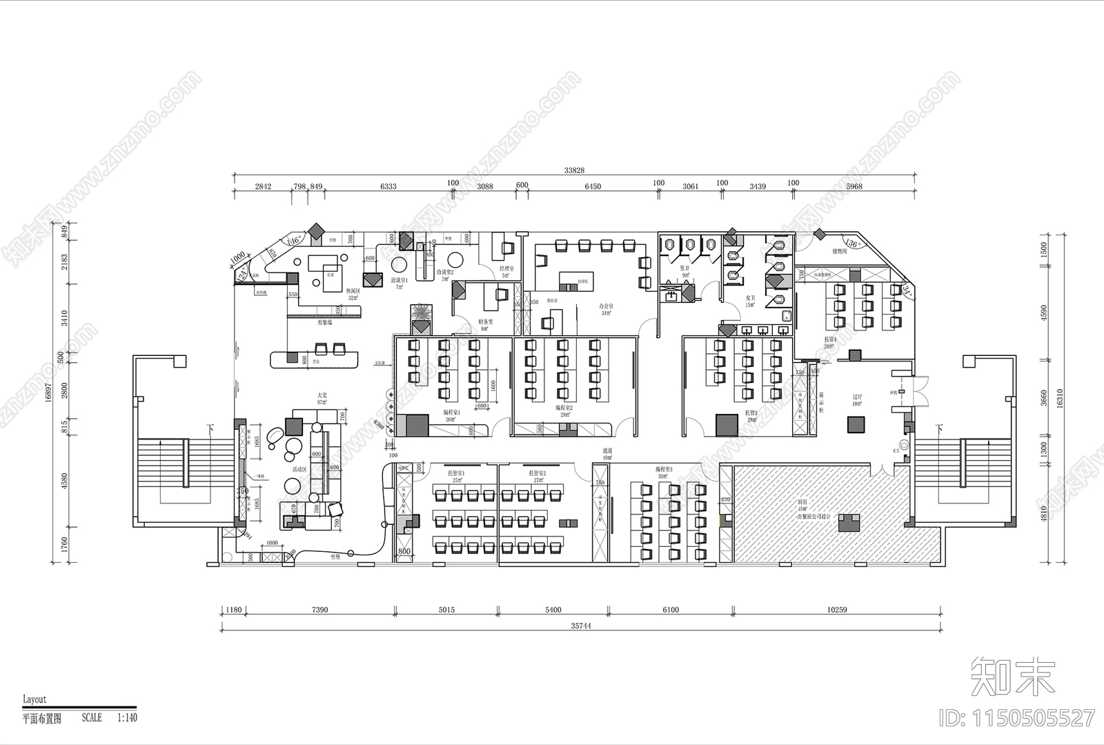 儿童培训中心室内cad施工图下载【ID:1150505527】