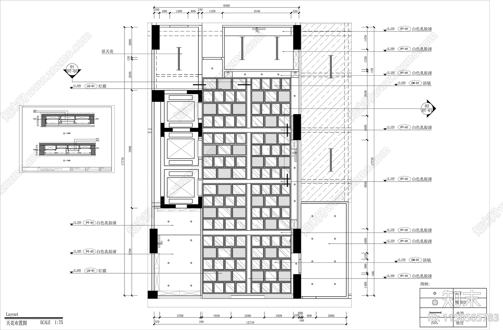 销售中心接待大堂室内cad施工图下载【ID:1150505783】