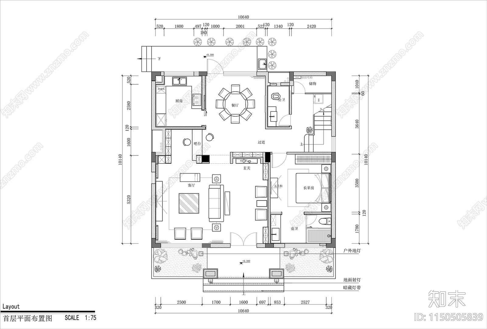 现代别墅室内cad施工图下载【ID:1150505839】