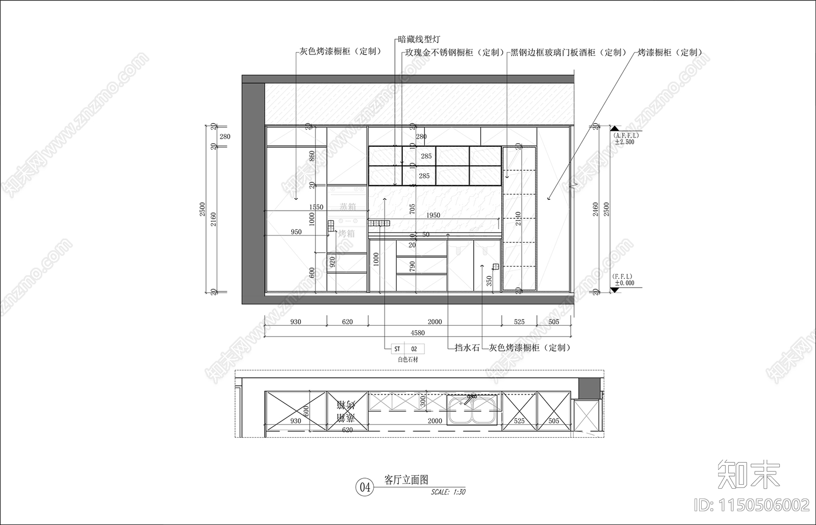 现代大平层室内cad施工图下载【ID:1150506002】