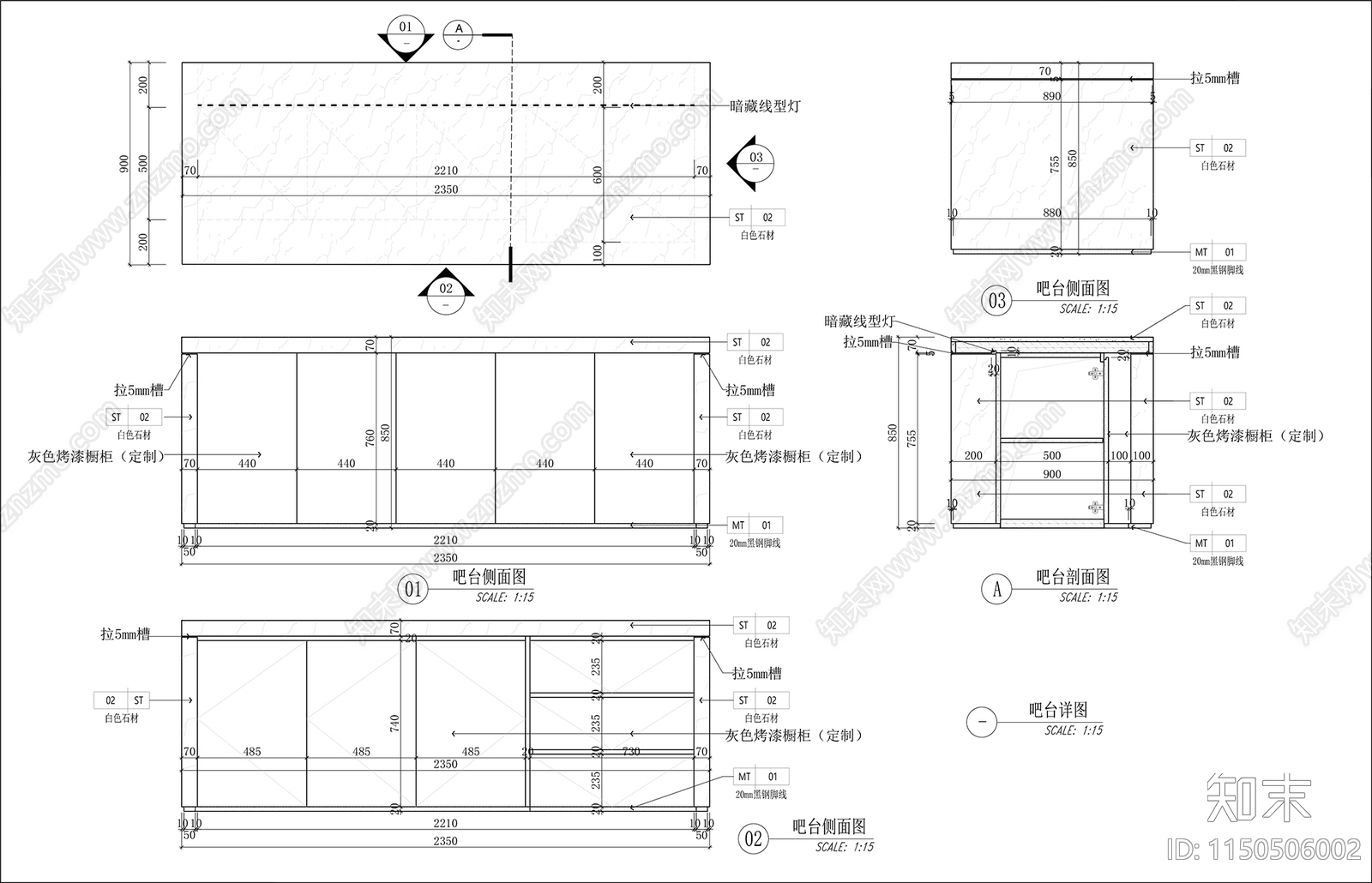 现代大平层室内cad施工图下载【ID:1150506002】