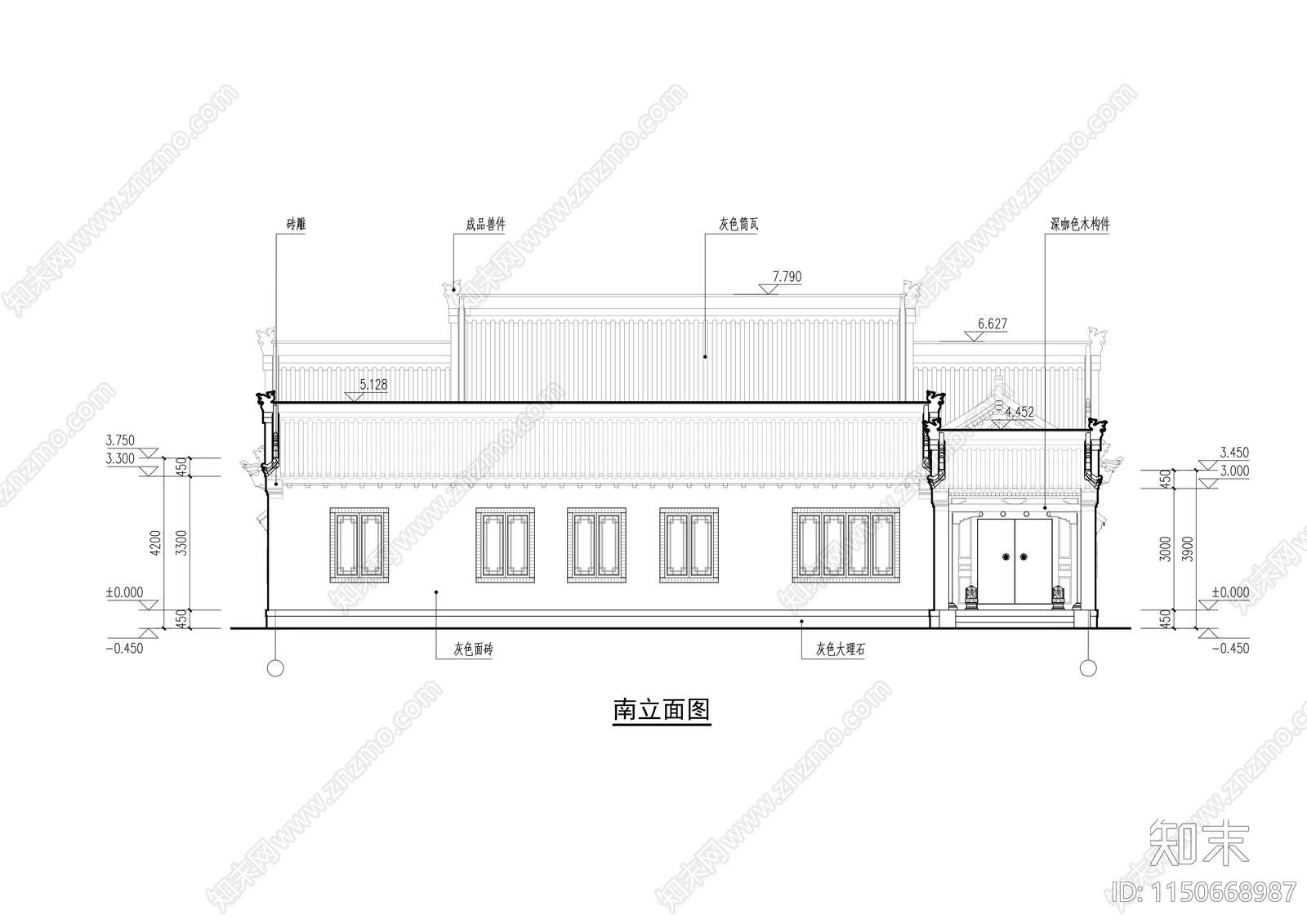 中式传统合院施工图和效果图cad施工图下载【ID:1150668987】