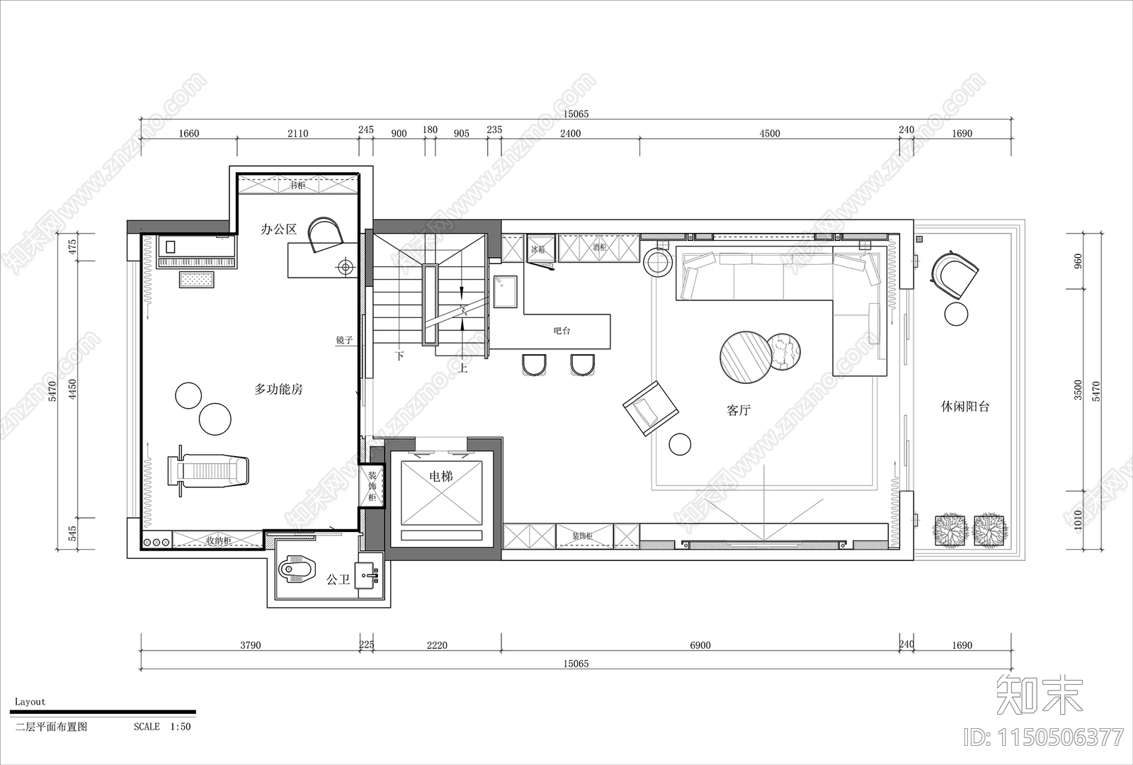 现代别墅室内cad施工图下载【ID:1150506377】