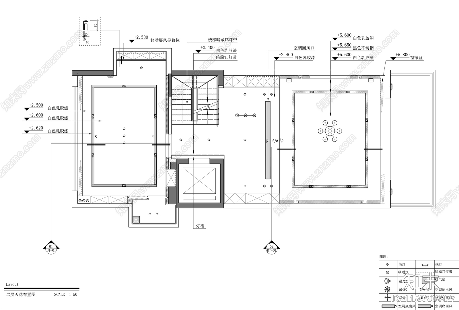 现代别墅室内cad施工图下载【ID:1150506377】