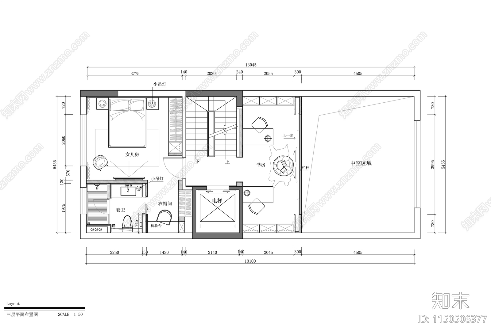 现代别墅室内cad施工图下载【ID:1150506377】