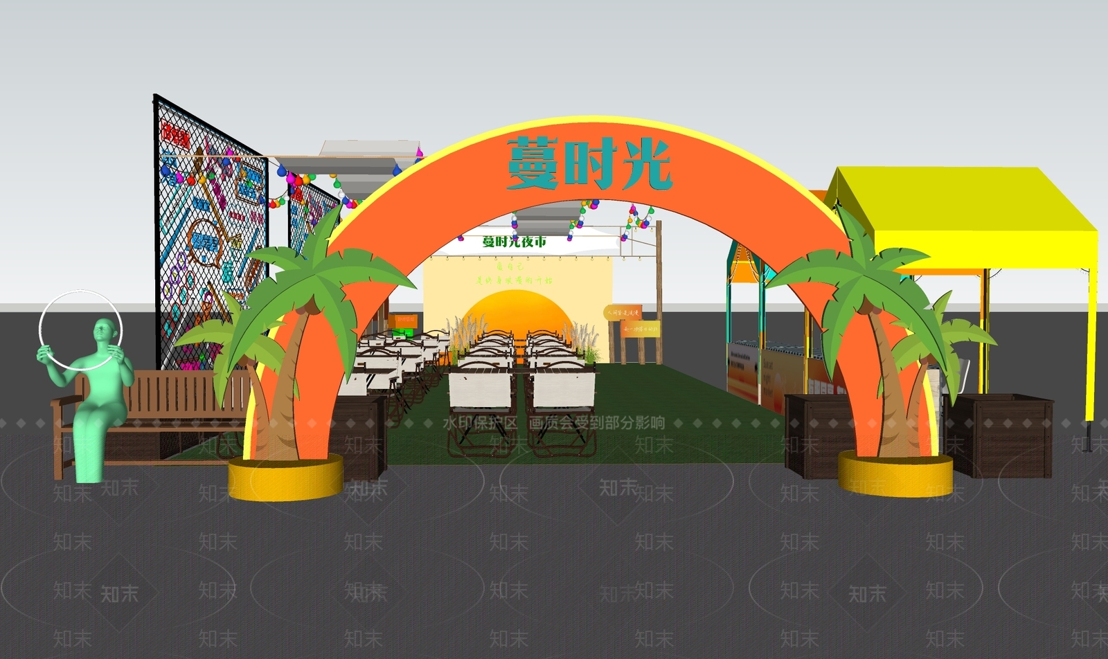 现代网红打卡餐饮外摆SU模型下载【ID:1150508668】