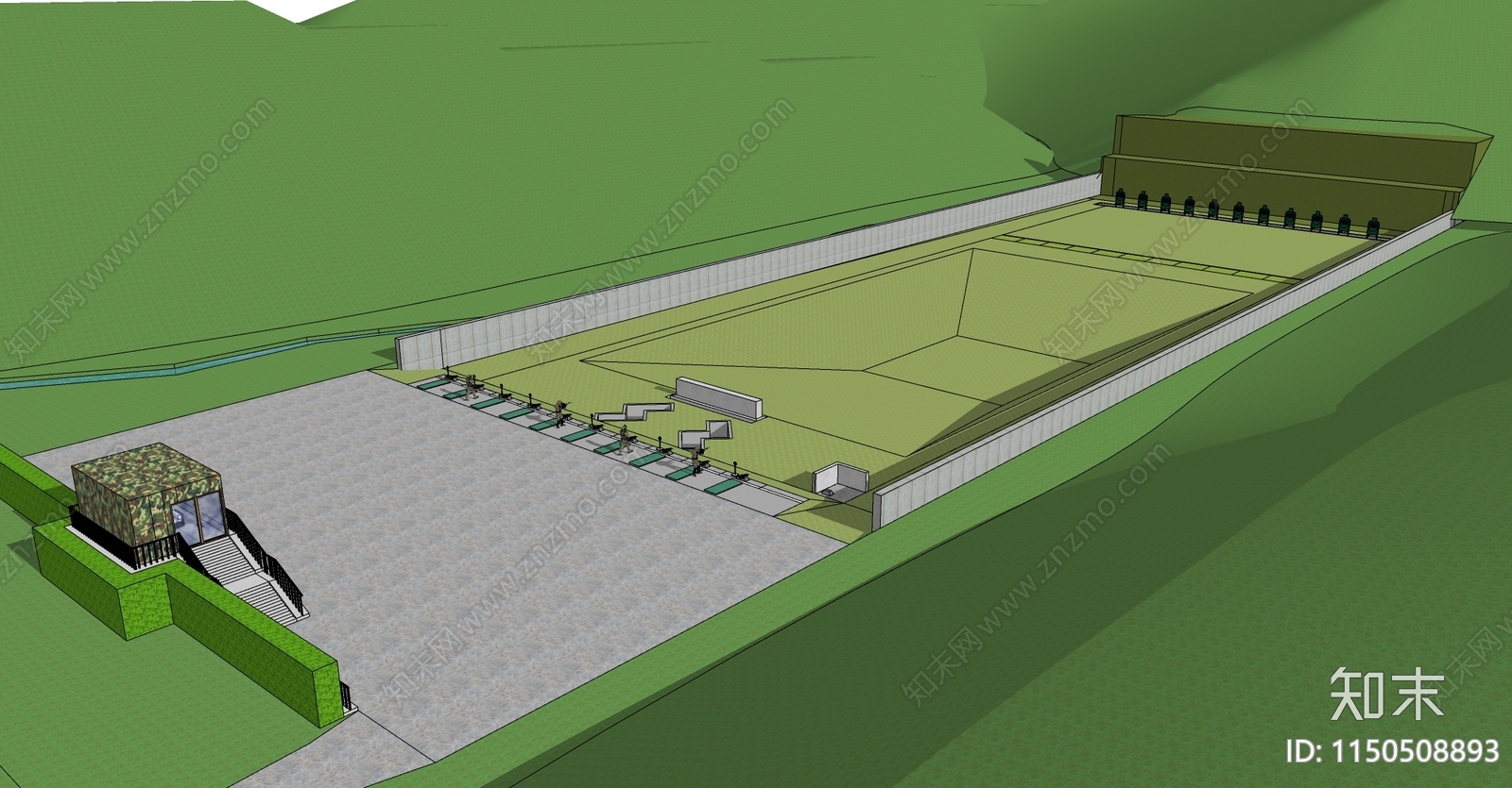 现代射击场SU模型下载【ID:1150508893】