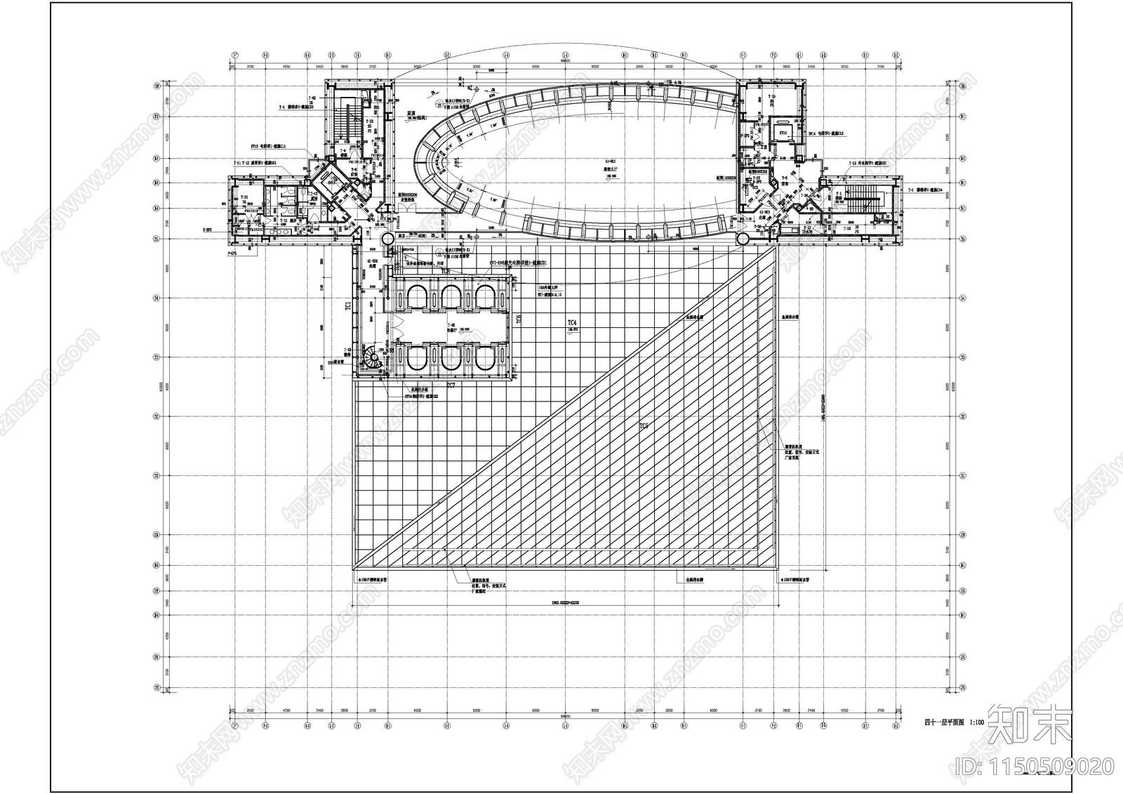 超高层北京电视台建筑cad施工图下载【ID:1150509020】