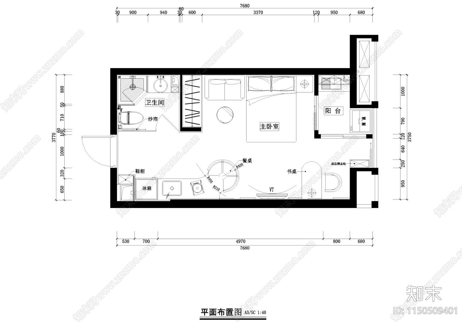 现代简约凯龙地产平层样板房室内家装cad施工图下载【ID:1150509401】