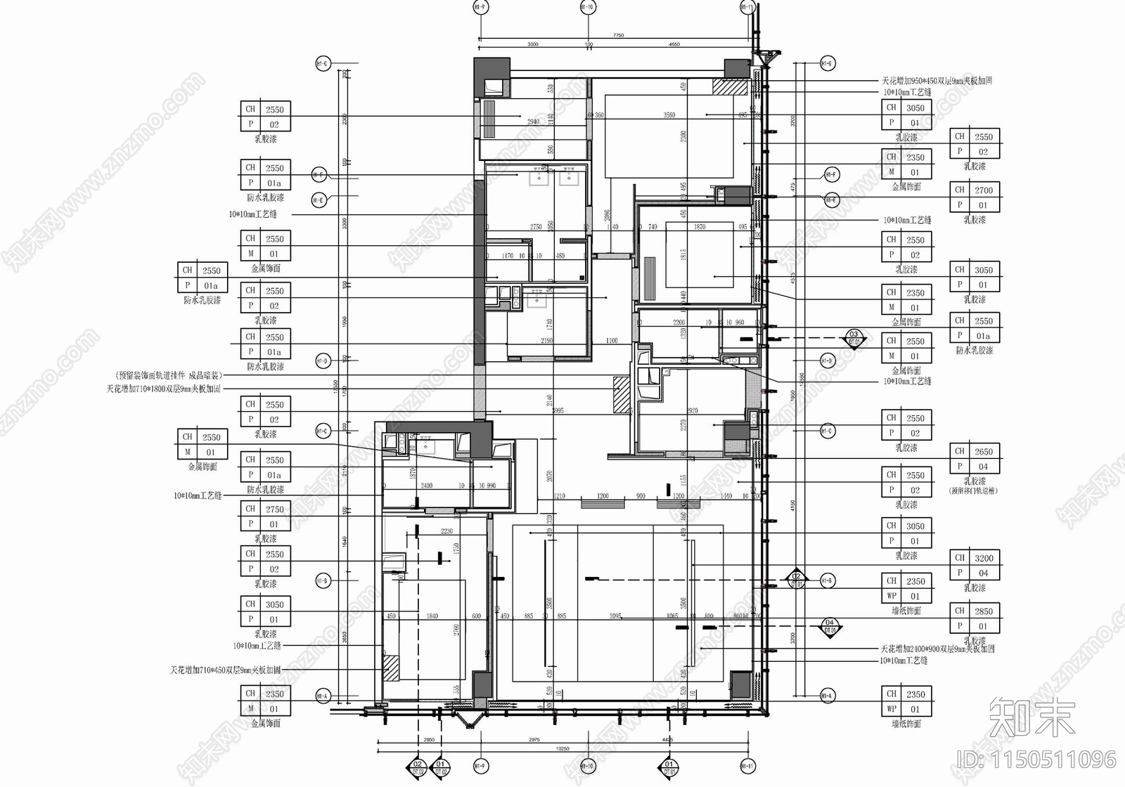 160㎡家装私宅大平层室内cad施工图下载【ID:1150511096】