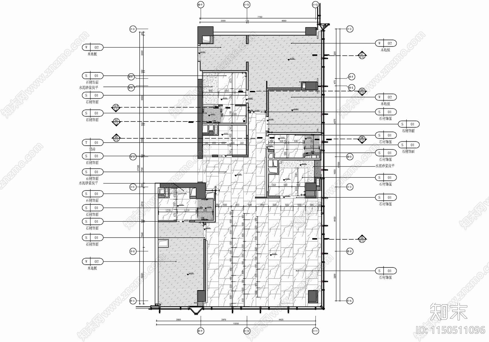 160㎡家装私宅大平层室内cad施工图下载【ID:1150511096】