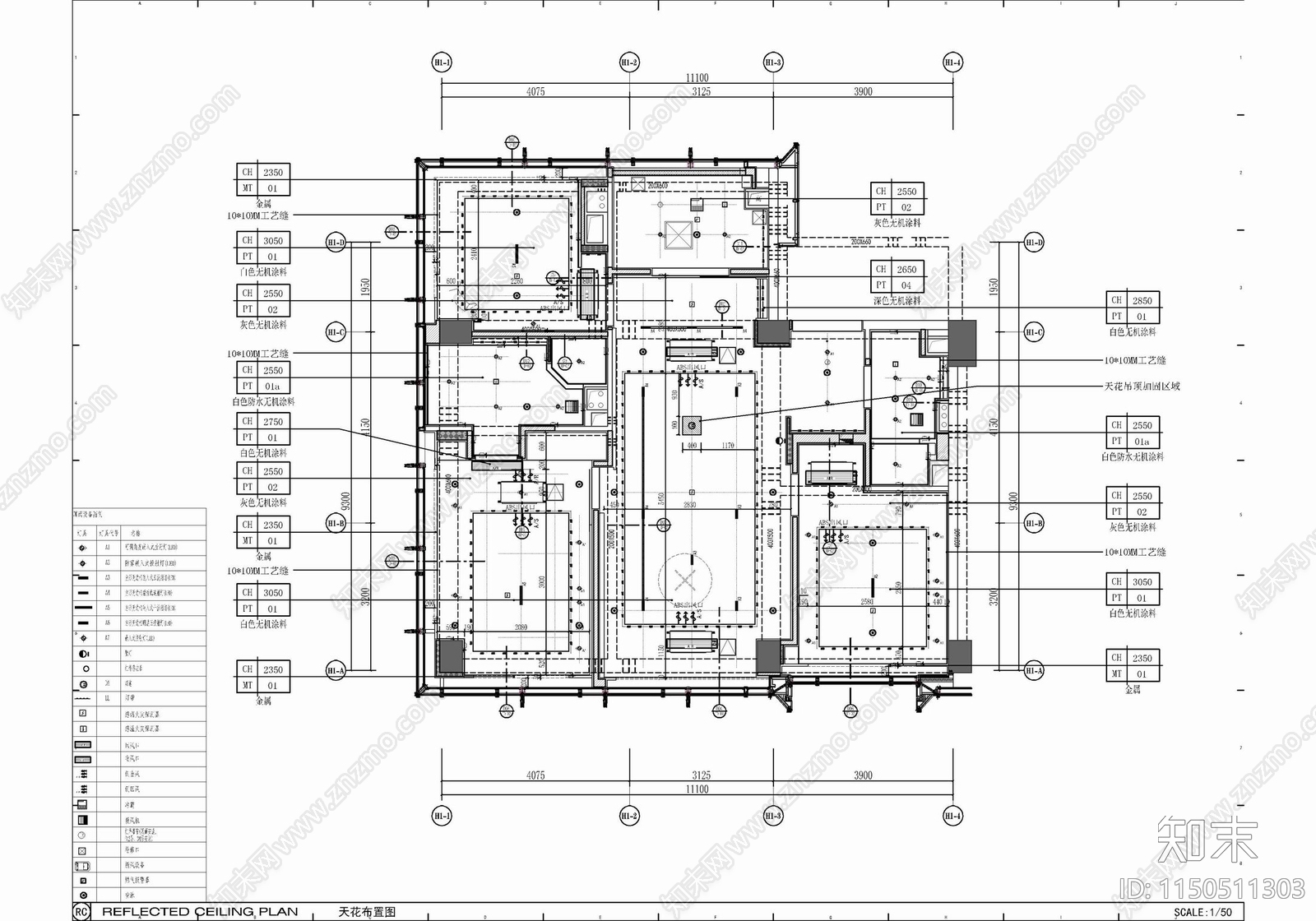 120㎡三居室家装平层室内cad施工图下载【ID:1150511303】