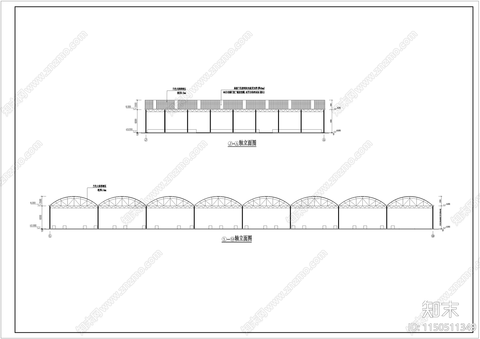 钢结构农贸市场建筑cad施工图下载【ID:1150511349】