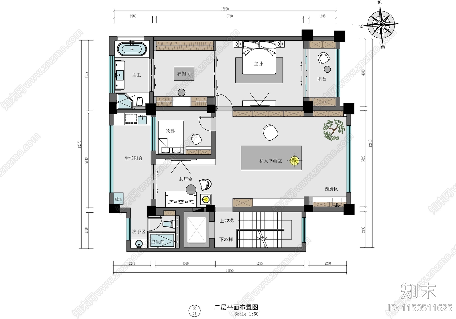 四层家装别墅室内cad施工图下载【ID:1150511625】