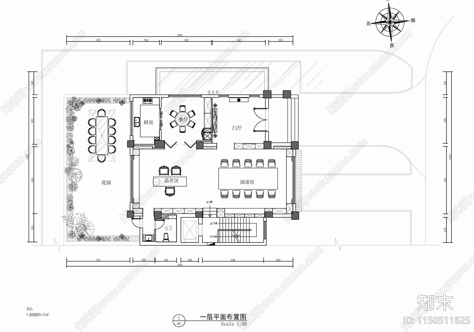 四层家装别墅室内cad施工图下载【ID:1150511625】