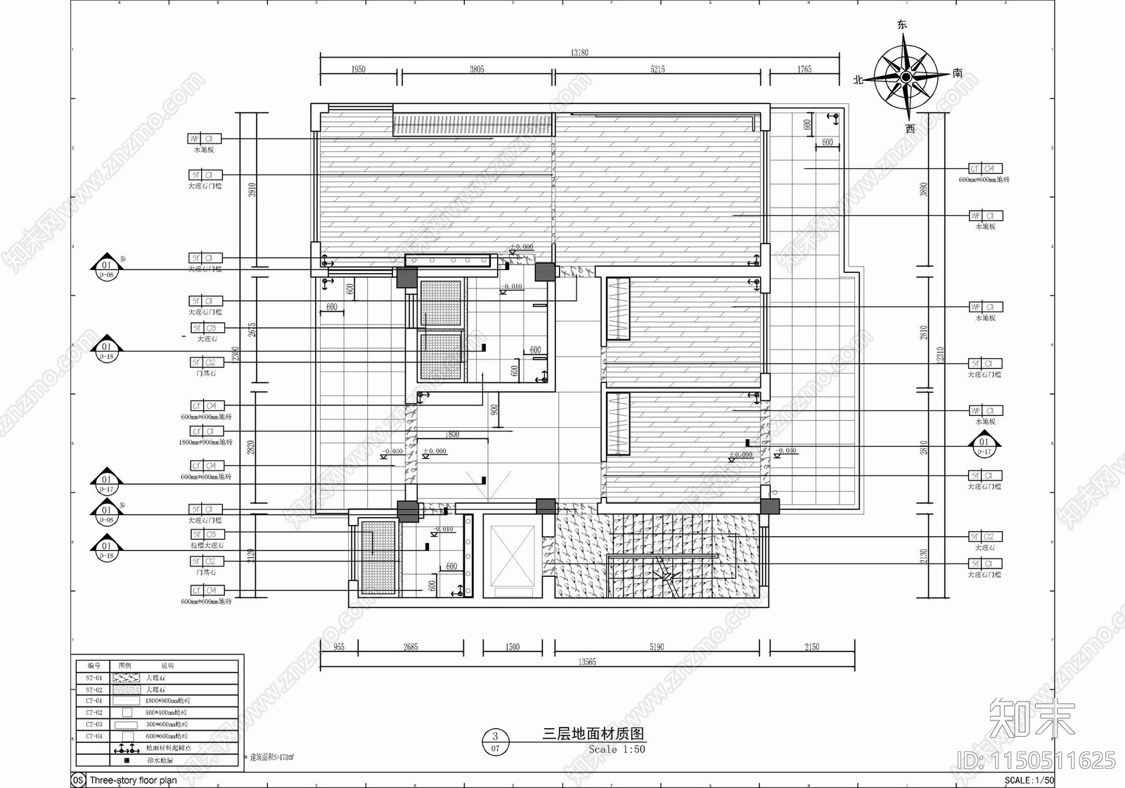 四层家装别墅室内cad施工图下载【ID:1150511625】