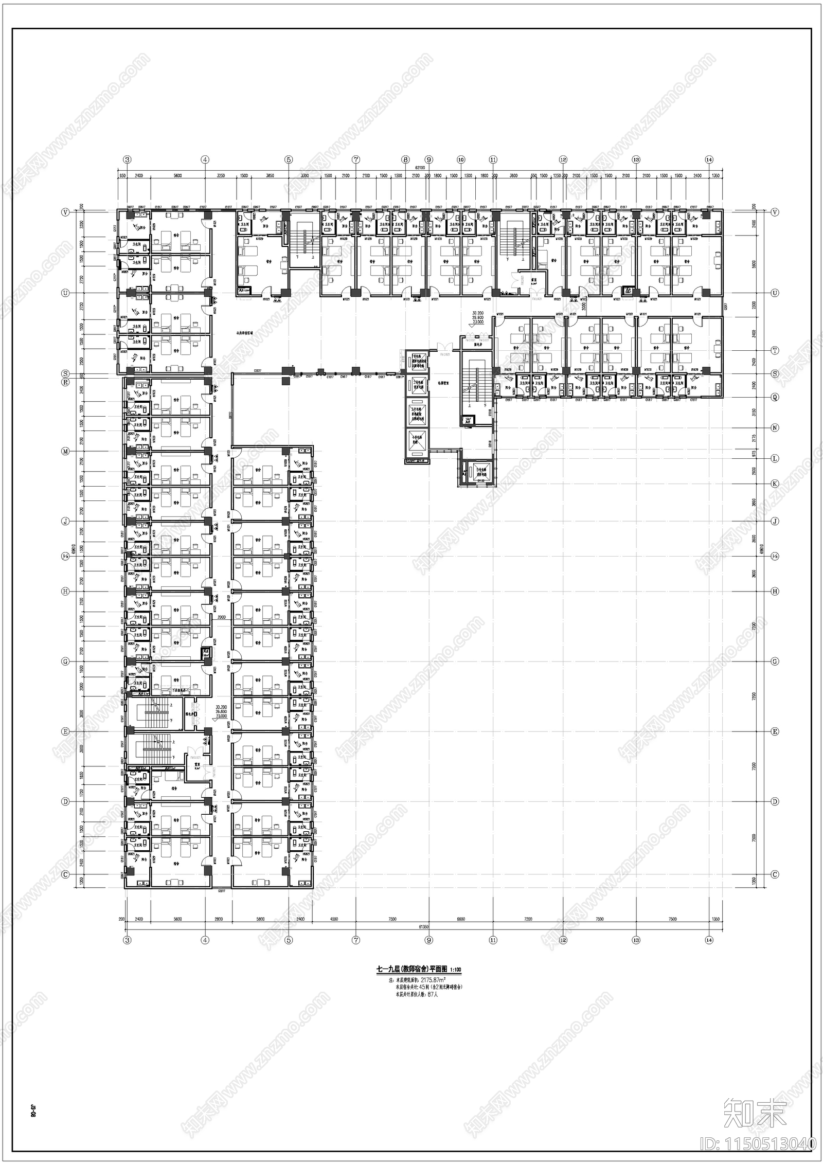 学生宿舍楼建筑施工图下载【ID:1150513040】