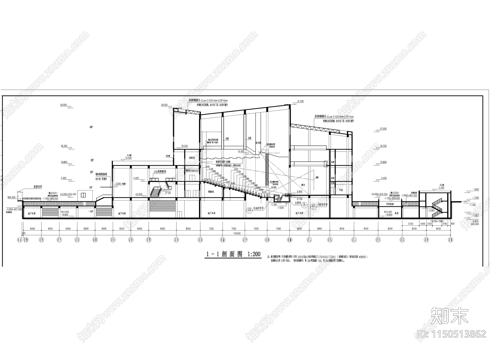 学生活动中心建筑cad施工图下载【ID:1150513862】